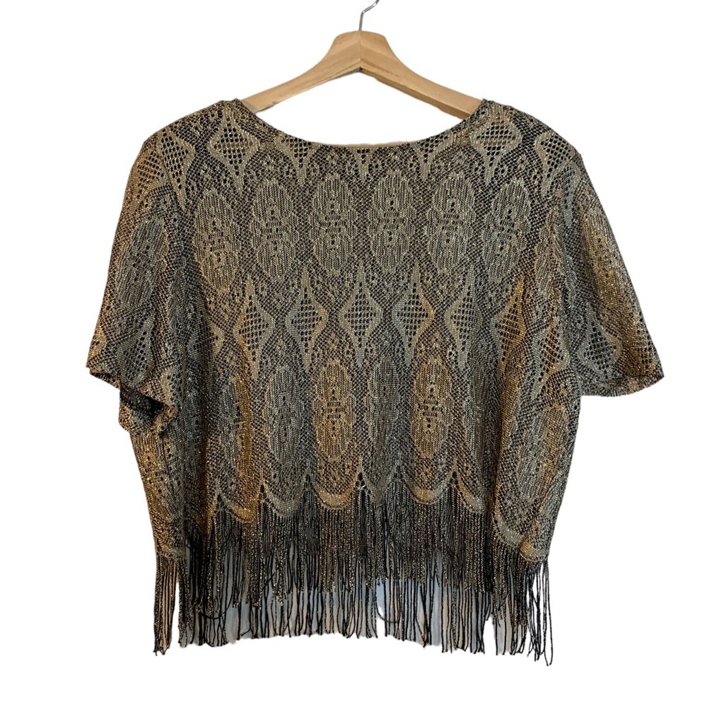 Sharade Nites Gold Lace with Fringe Top